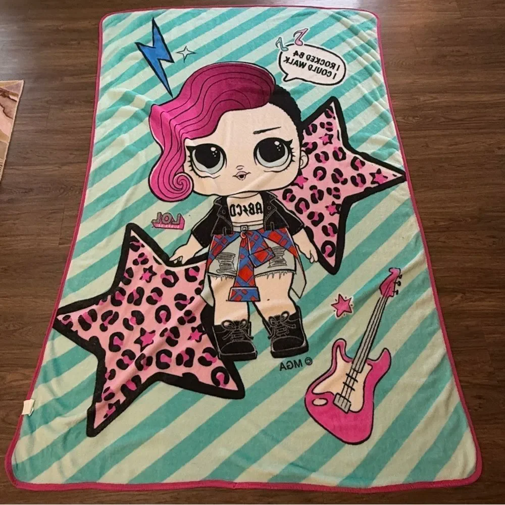 LOL Surprise Rocker Plush Twin Blanket Pink Blue 86” x 57”